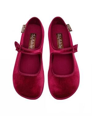 NEW HOT CHOCOLATE DESIGN women's velvet mary jane flat in red wine